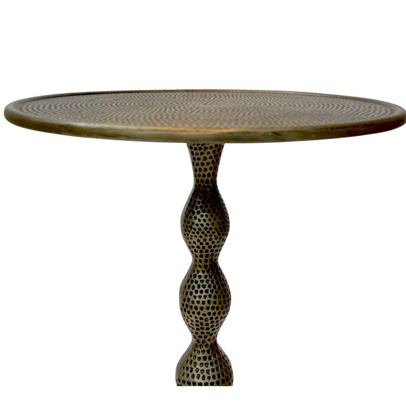 Carolina Chair & Table Pearson Hammered Dimple Metal Side Table - Antique Brass