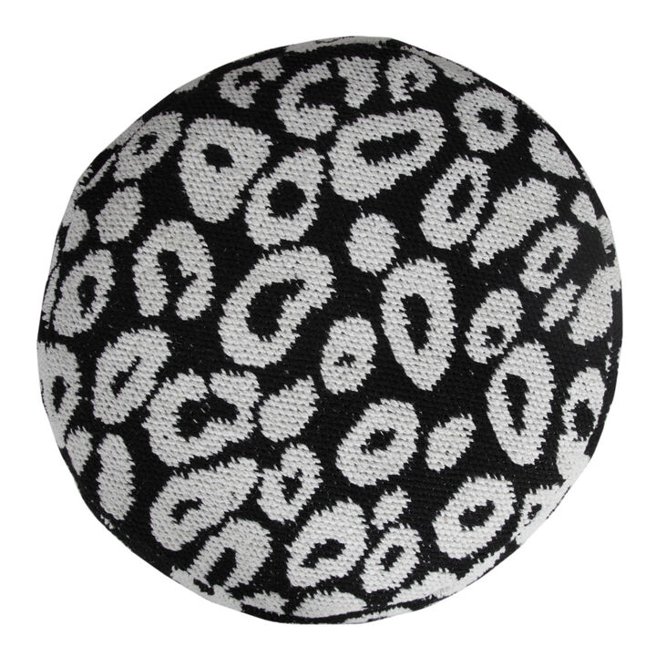 Round Cotton Blend Pouf Ottoman for Floor Seating and Home Decoration