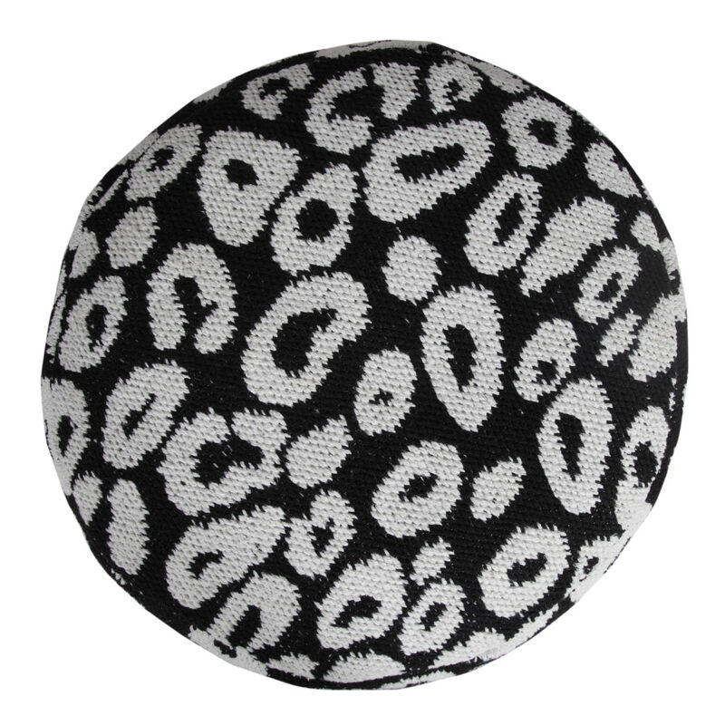 Round Cotton Blend Pouf Ottoman for Floor Seating and Home Decoration