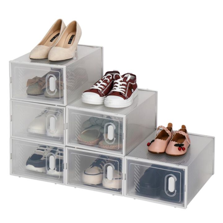 Shoe Storage Boxes 6-Pack – Clear, Stackable Organizers for Neat and Tidy Shoe Storage