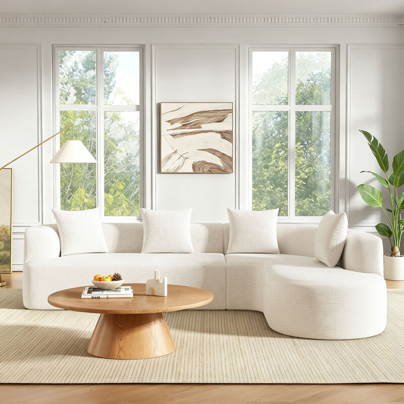 Whisen 116.5" Cloud Sectional Sofa, L-Shaped Chenille with Memory Foam, 4-Seat Curved Couch for Living Room image number 2
