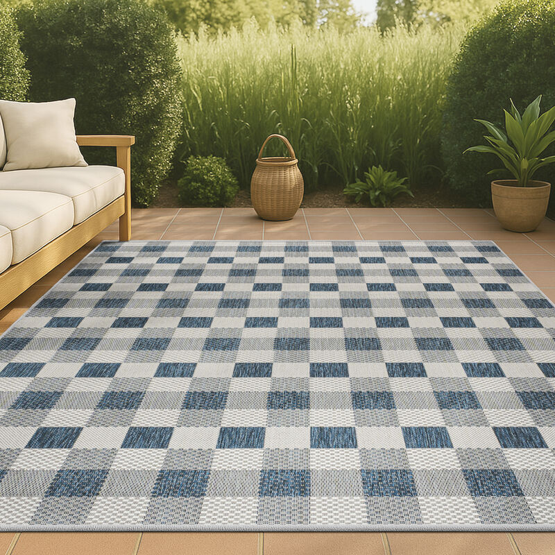 Darcy Traditional Geometric Bold Gingham Indoor/Outdoor Area Rug
