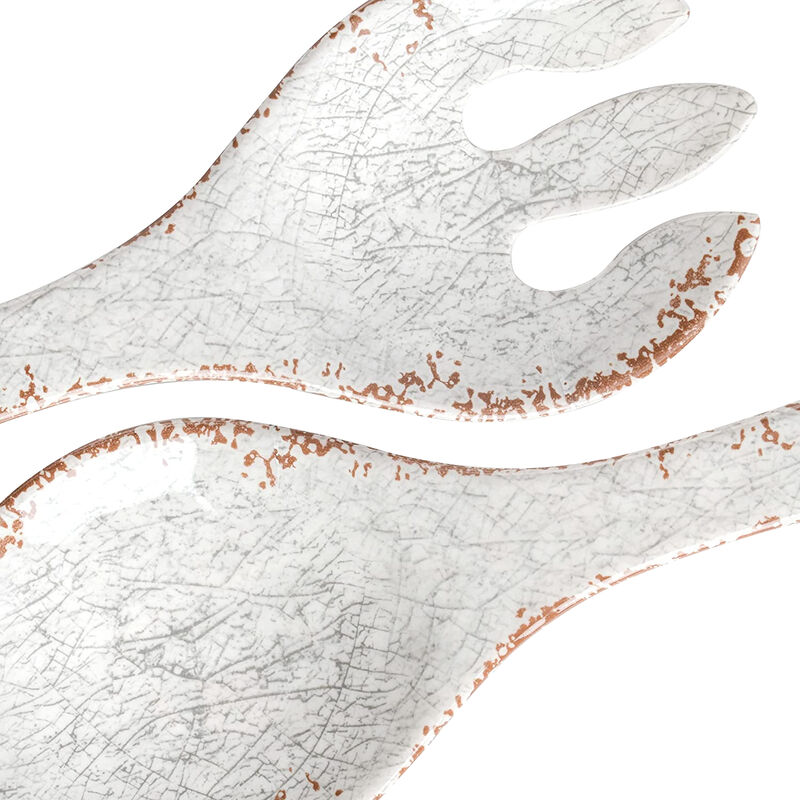 Laurie Gates Mauna 3 Piece Melamine Serving Bowl Set in White with Serving Utensils