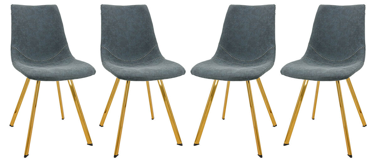 LeisureMod Markley Modern Leather Dining Chair With Gold Legs - Set of 4