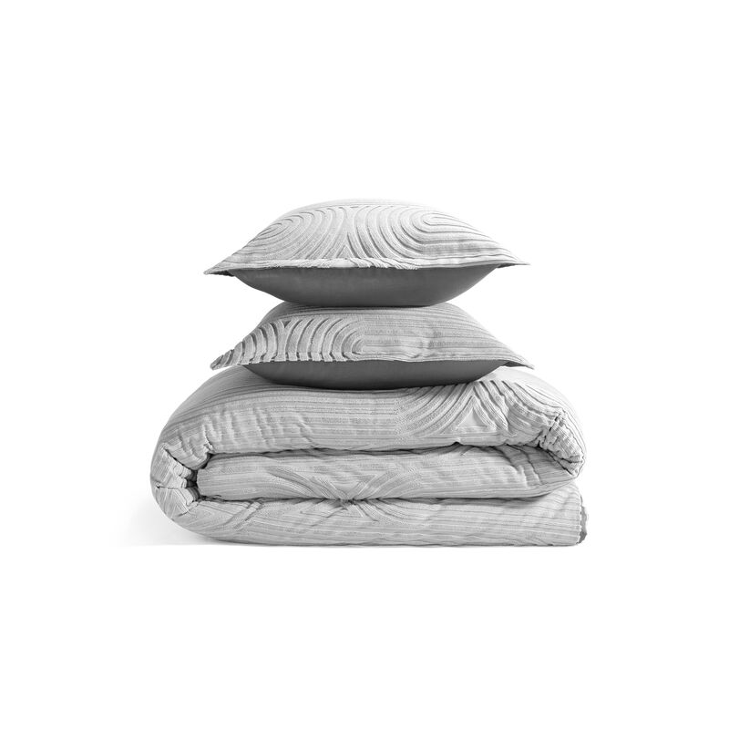 Racetrack Performance Queen Duvet and Sham Set in Light Gray image number 0