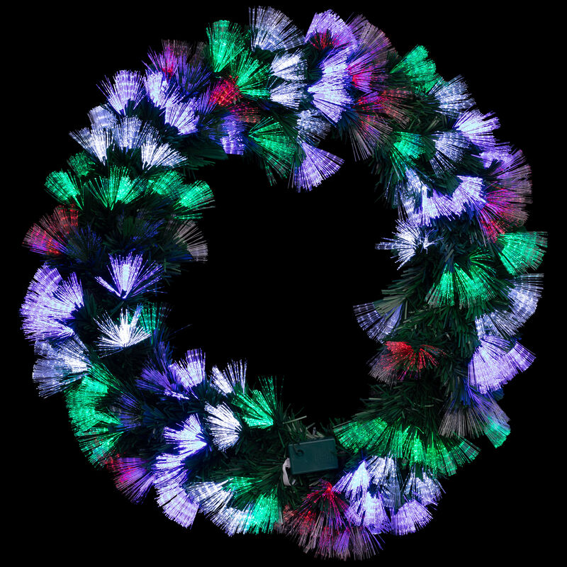 24" Multi-Function Coloring Changing Fiber Optic Artificial Pine Christmas Wreath image number 2