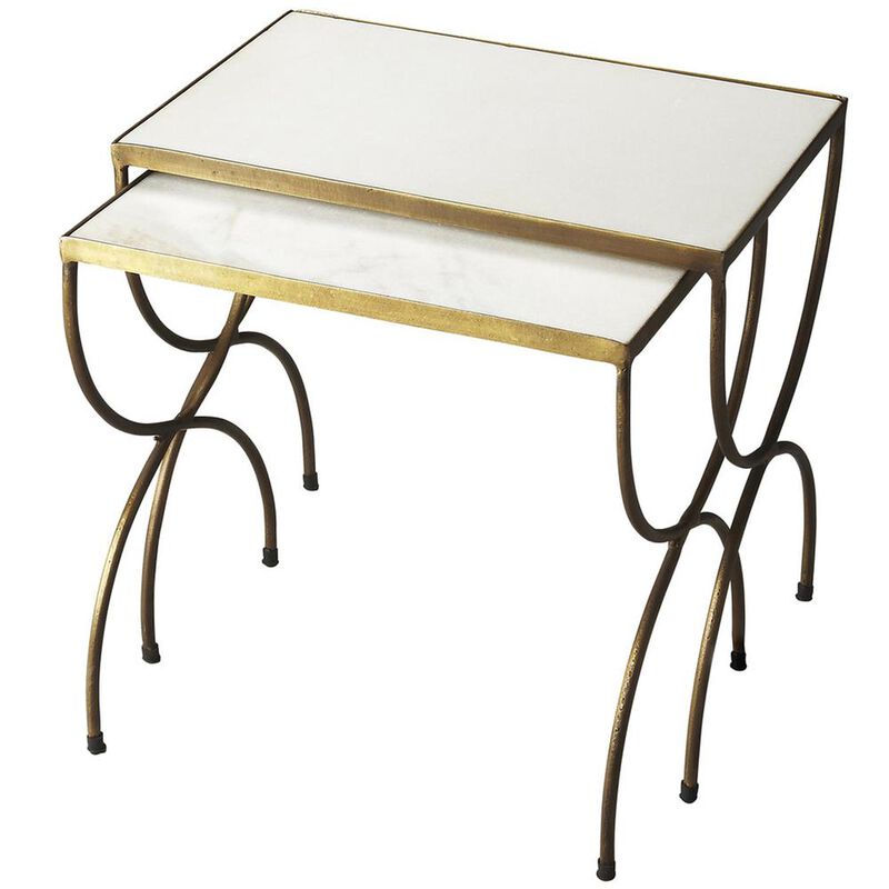 Butler Specialty Bacchus Marble & Iron Nesting Tables, Multi-Color