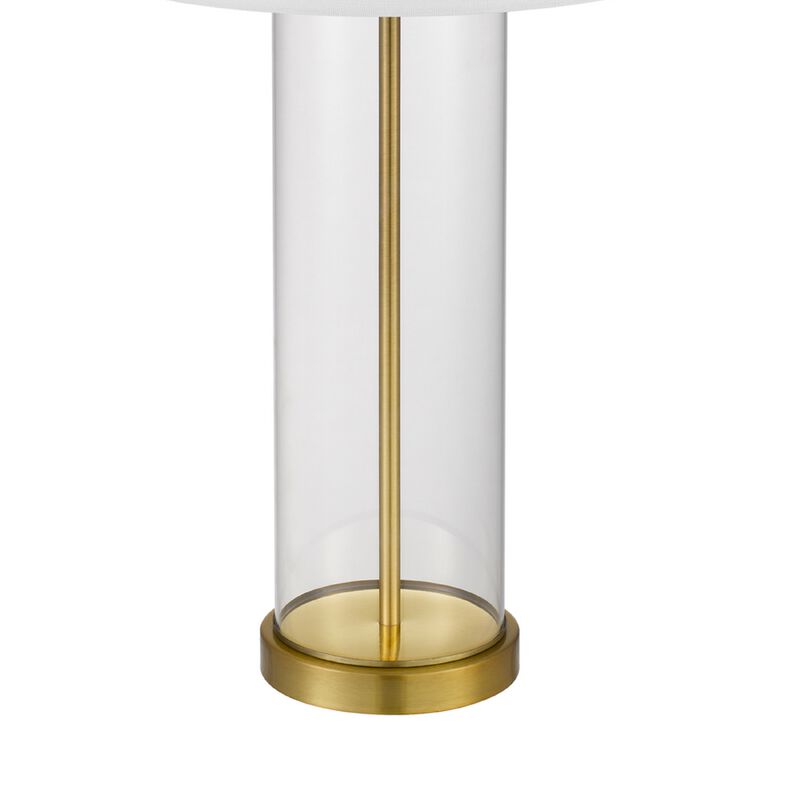 Table Lamp Set of 2, Off White Shade, Round Glass Base, Brass Accents image number 6