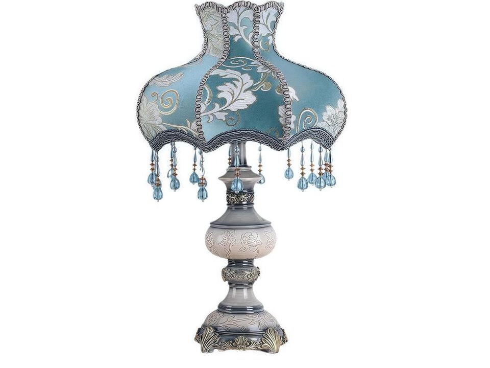 Tiffany Style White Bent Stained Glass Table Lamp for Bedroom or Living Room