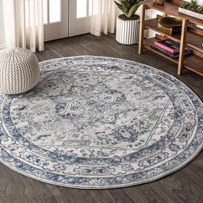 Modern Vintage Medallion Round Area Rug
