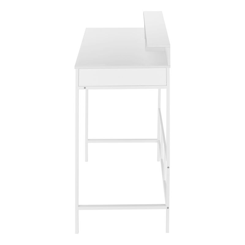 Monarch Specialties I 7701 Computer Desk, Home Office, Standing, Storage Shelves, 48"L, Work, Laptop, Metal, Laminate, White, Contemporary, Modern