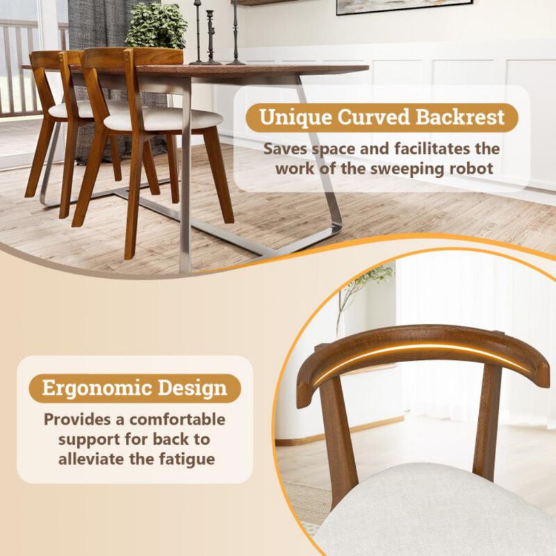 Hivvago Wood Dining Chair Set of 2 with Padded Seat and Curved Back