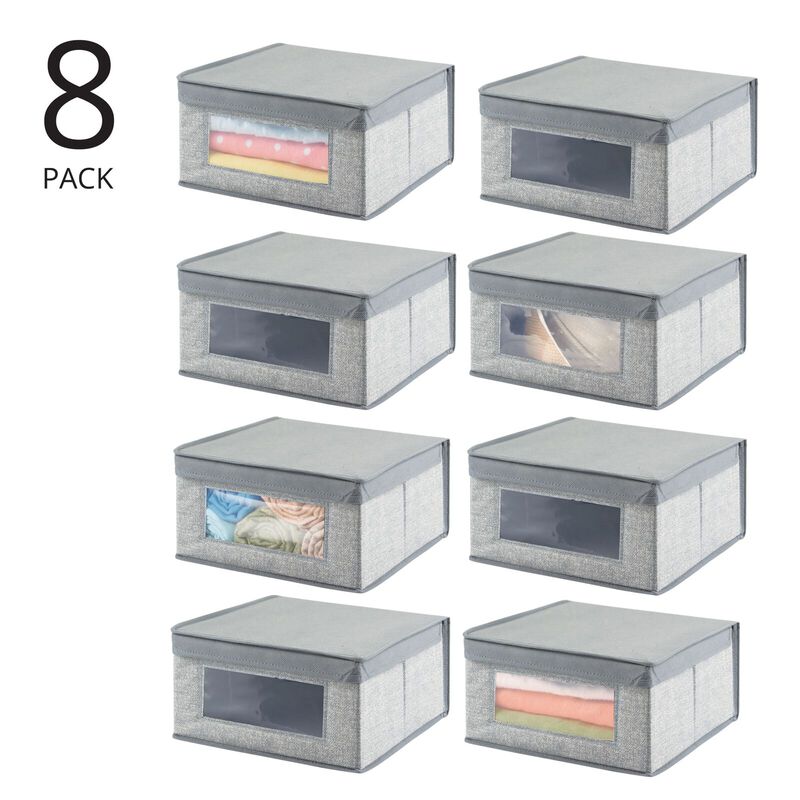 mDesign Medium Fabric Closet Storage Box, Front Window/Lid, 6 Pack, Black/Cream image number 3
