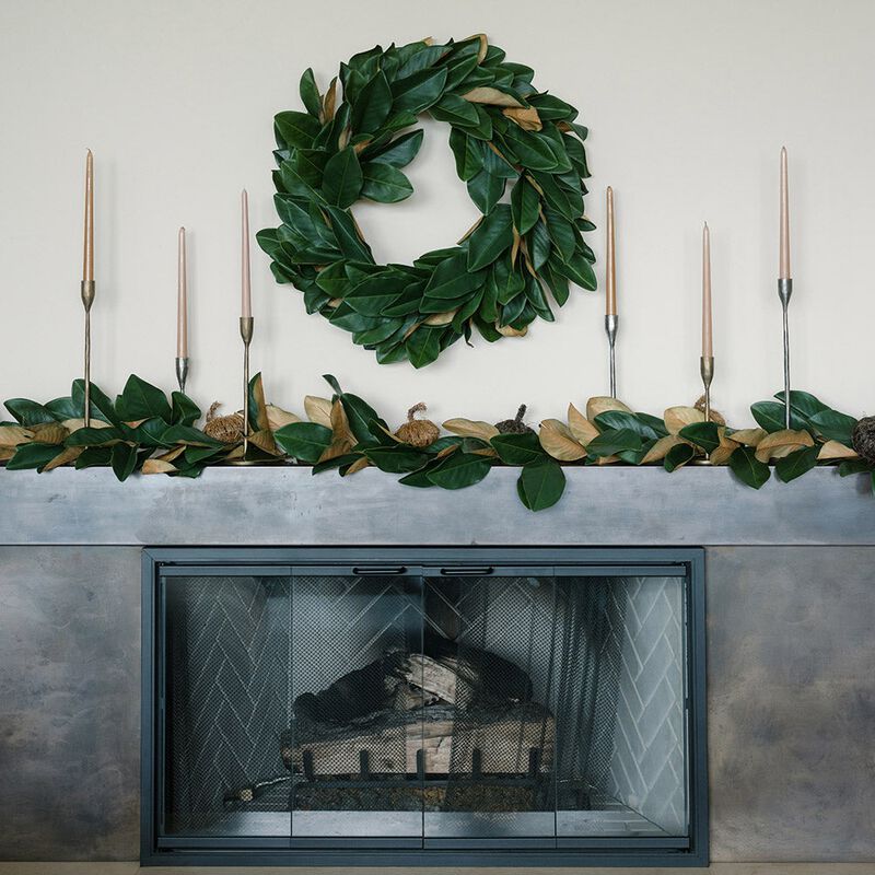 9' Faux Green Magnolia Leaf Garland image number 3