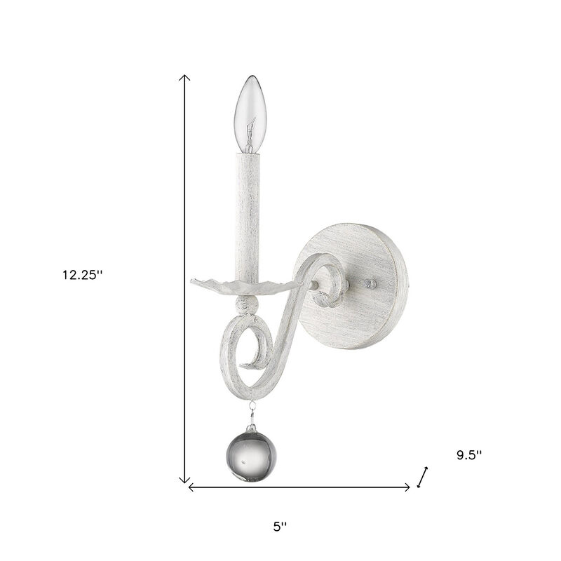 Hivvago Modern Farmhouse Rustic White and Crystal Wall Sconce