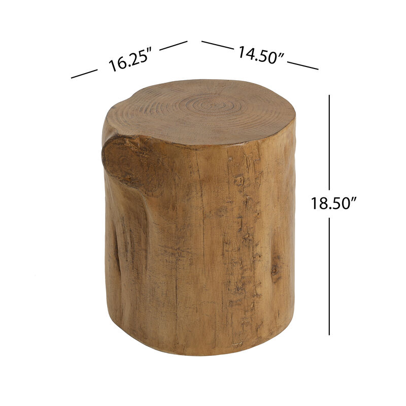 Christopher Knight Home Tyvon Outdoor Handcrafted Wood Stump Design Lightweight Concrete Side Table