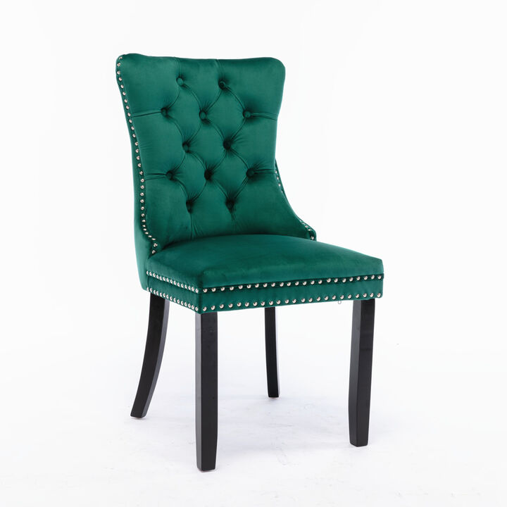 Streamdale Contemporary Green Velvet Dining Chair Set