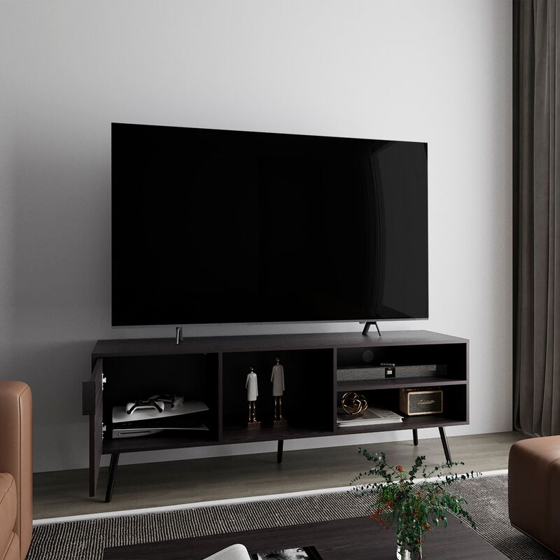 Ekwok TV Stand, 1 Door, 3 Shelves, White