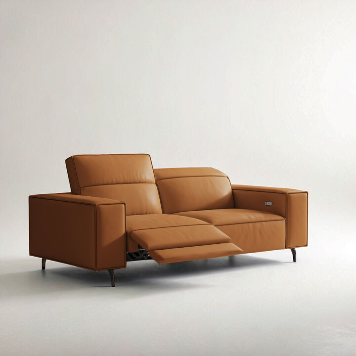 Leather Sofa with 2 Motors for Living Room 76.77" Orange