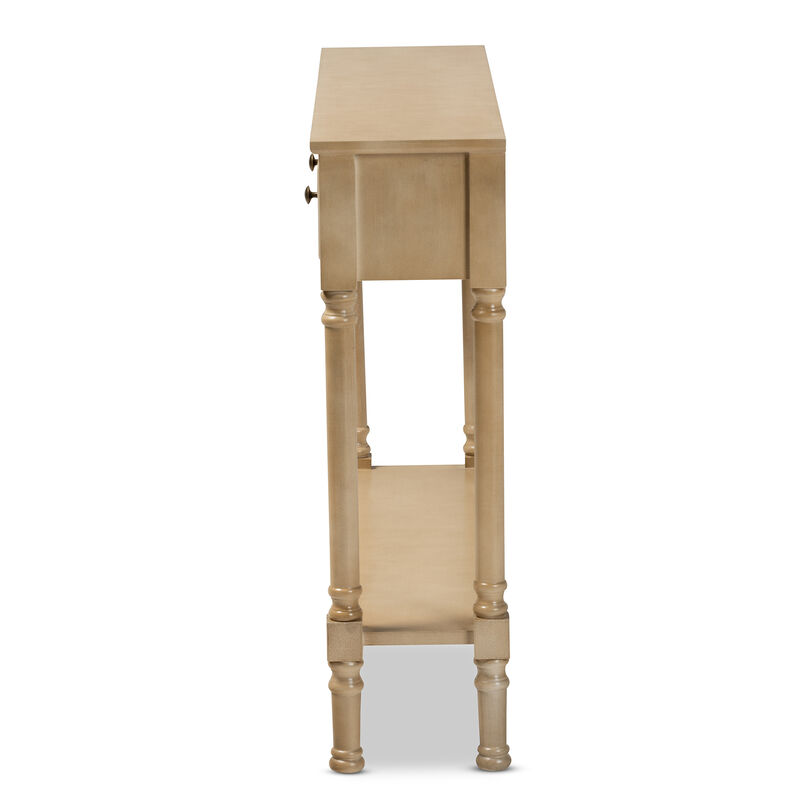 Baxton Studio Calvin Farmhouse Oak Finished Wood 3 Drawer Entryway Console Table