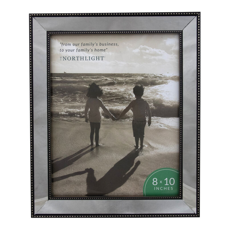 12" Black and Silver Glass Mirror Encased Photo Frame for 8" x 10" Photo