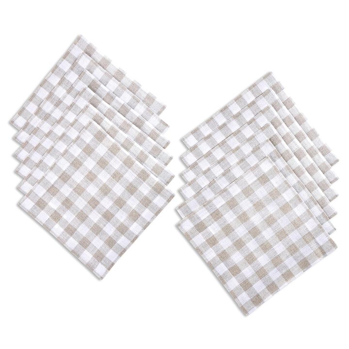 Linen Cocktail Napkins - Gingham Check