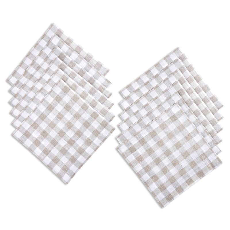 Linen Cocktail Napkins - Gingham Check image number 0