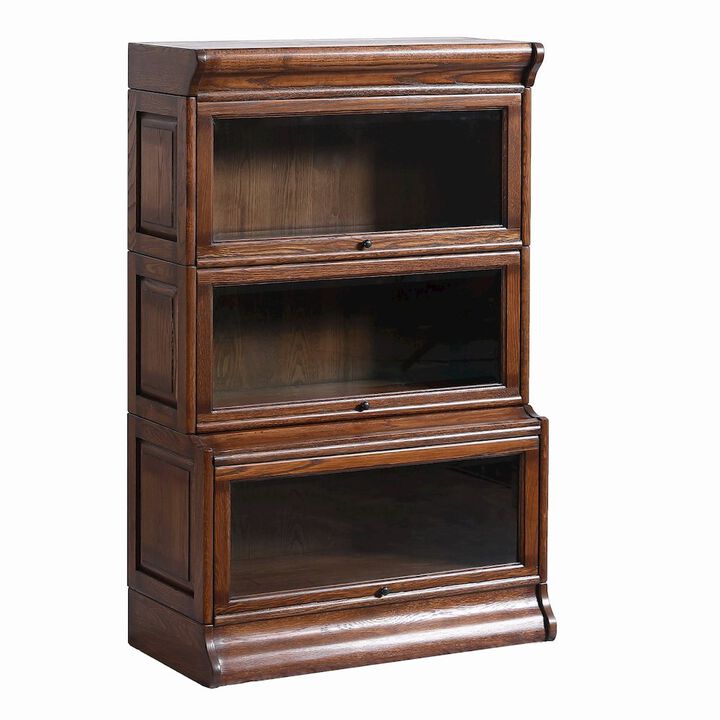 Crafters and Weavers Mission 3 Stack Oak Barrister Bookcase - Beveled Glass