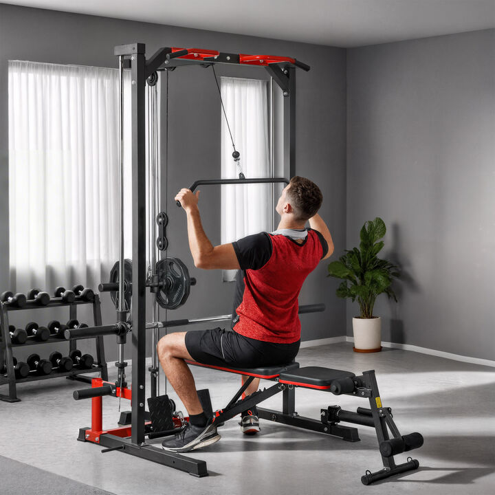 Hivvago Home Gym Smith Machine with Squat Rack and Landmine