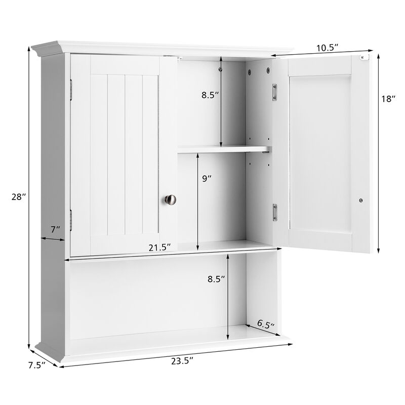 Costway Wall Mount Bathroom Cabinet Storage Organizer Medicine Cabinet White