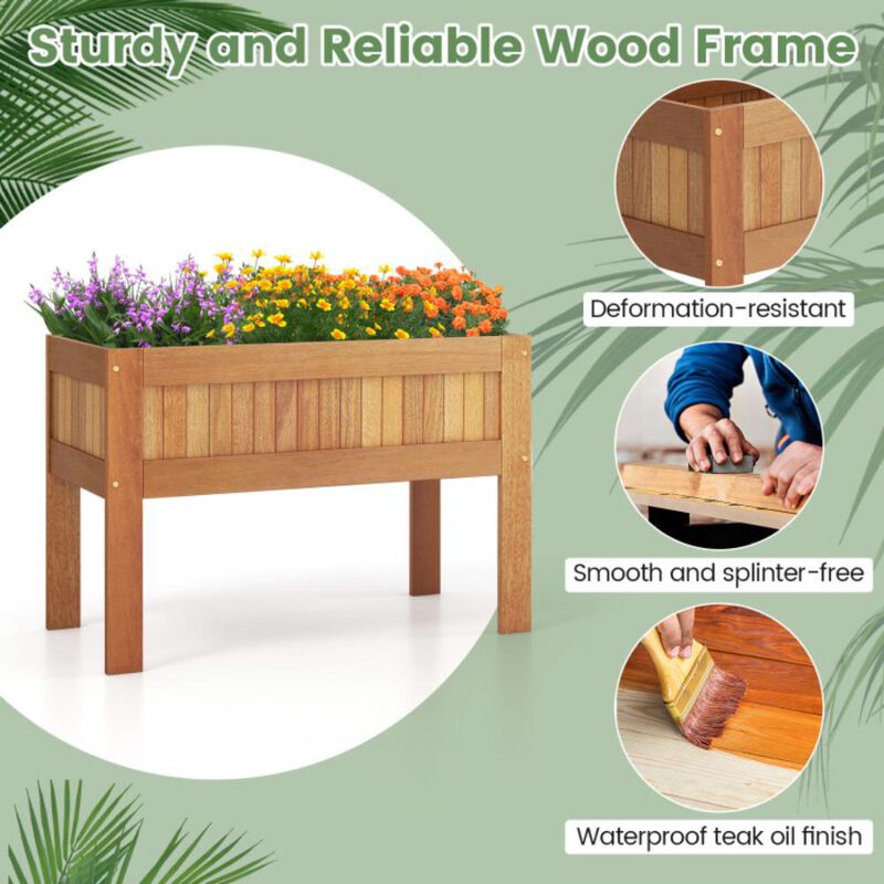 Hivvago Wooden Raised Garden Bed Solid Wood Elevated Planter Box with Legs