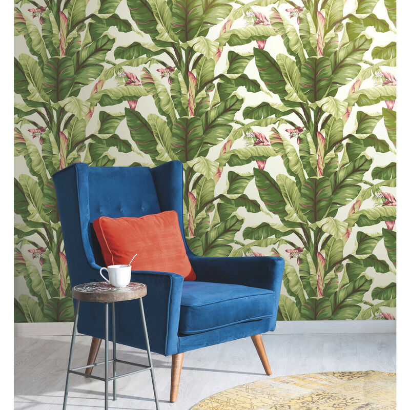 Banana Leaf Dark Brown & Pink Wallpaper image number 2