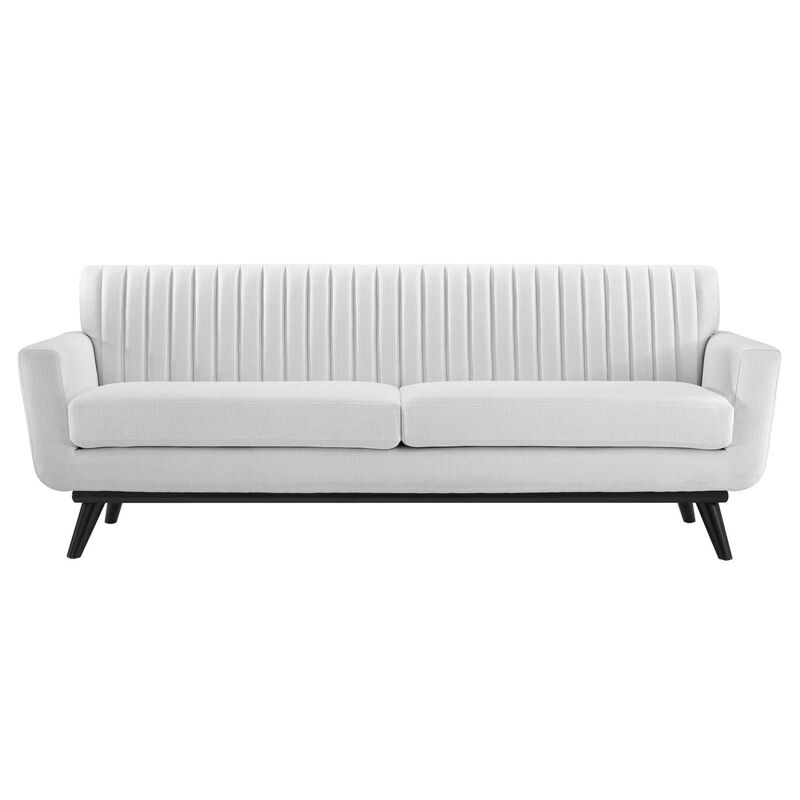 Modway Engage Channel Tufted Fabric Sofa in White