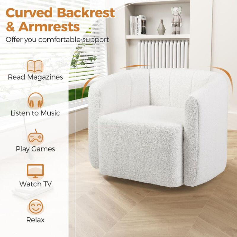 Hivvago Modern Upholstered Sherpa Accent Chair with Curved Backrest and Armrests