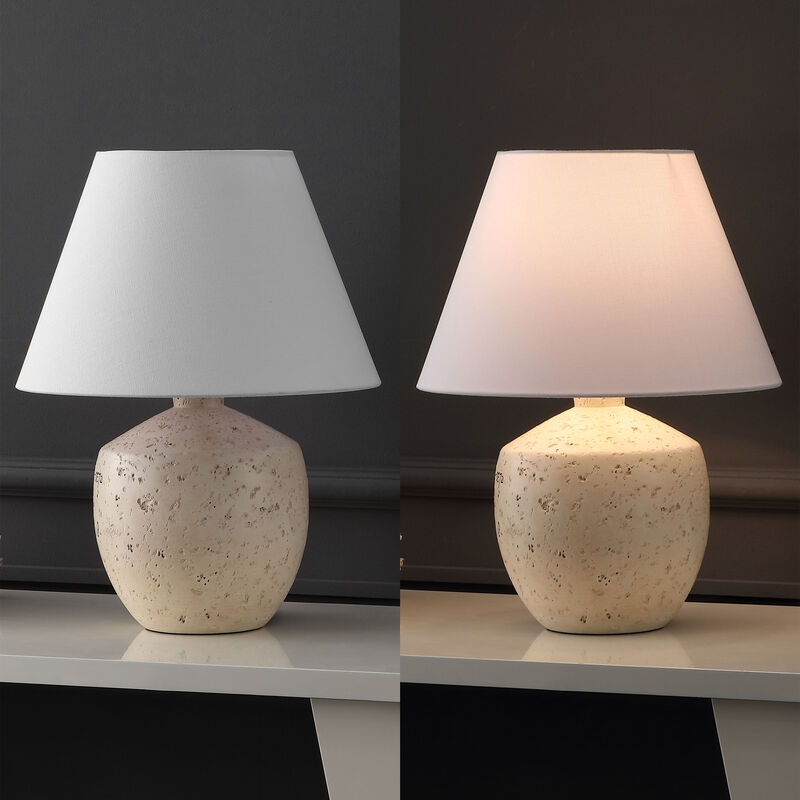 Myron 18" Minimalist Scandinavian Concrete Effect Resin/Iron LED Table Lamp