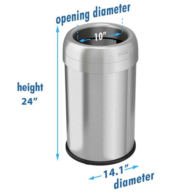 iTouchless 13 Gallon Round Open Top Trash Can