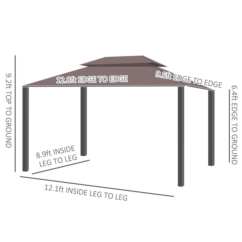Coffee-Colored Haven: 10'x13' Patio Gazebo with Vented 2-Tier Roof & Mesh Walls