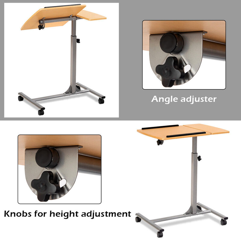 Costway Adjustable Laptop Notebook Desk Table Stand Holder Swivel Home Office Wheels New