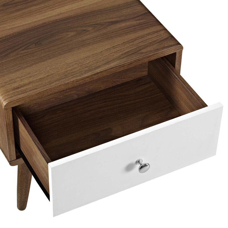 Modway Transmit Mid-Century Modern Nightstand or Side Accent Table in Walnut image number 3