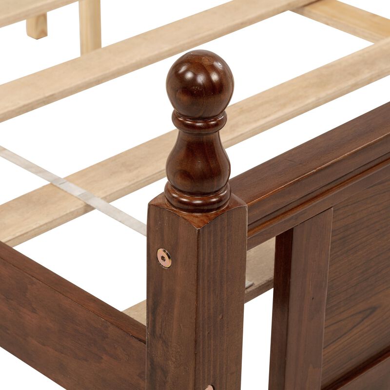Pine Wood Contemporary Platform Bed with Upholstered Headboard and Panel Footboard image number 5