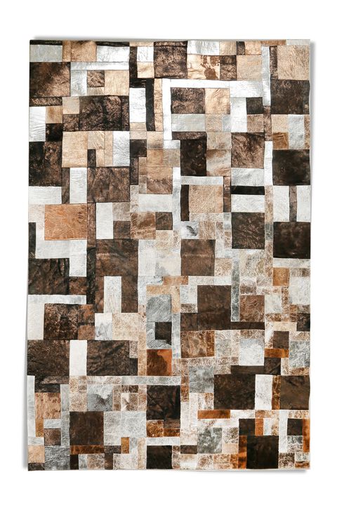 Natural Multicolor Cowhide Patchwork Rug