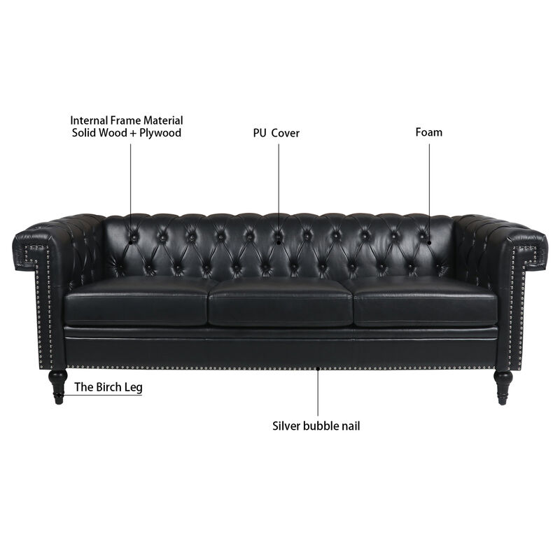 Traditional Square Arm Removable Cushion 3 Seater Sofa image number 6