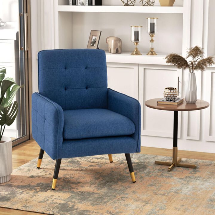Hivvago Linen Fabric Accent Chair with Removable Seat Cushion