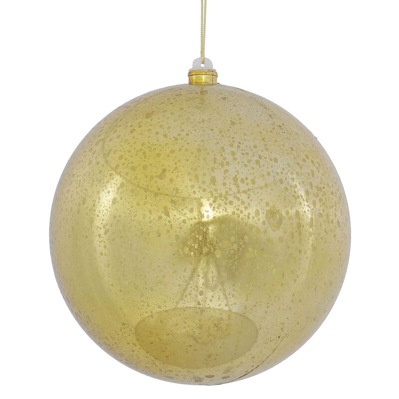 Vickerman 10" Christmas Ornament Ball, Gold Shiny Mercury Finish, Shatterproof Plastic, Holiday Christmas Tree Decoration image number 0