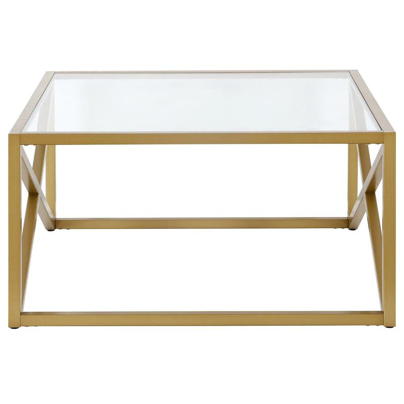 Hudson&Canal Calix 32'' Wide Square Coffee Table in Brass