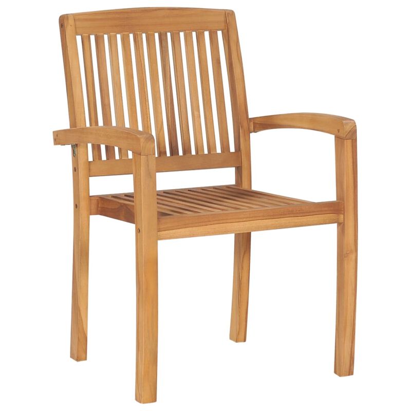 vidaXL Stacking Garden Dining Chairs 2 pcs Solid Teak Wood