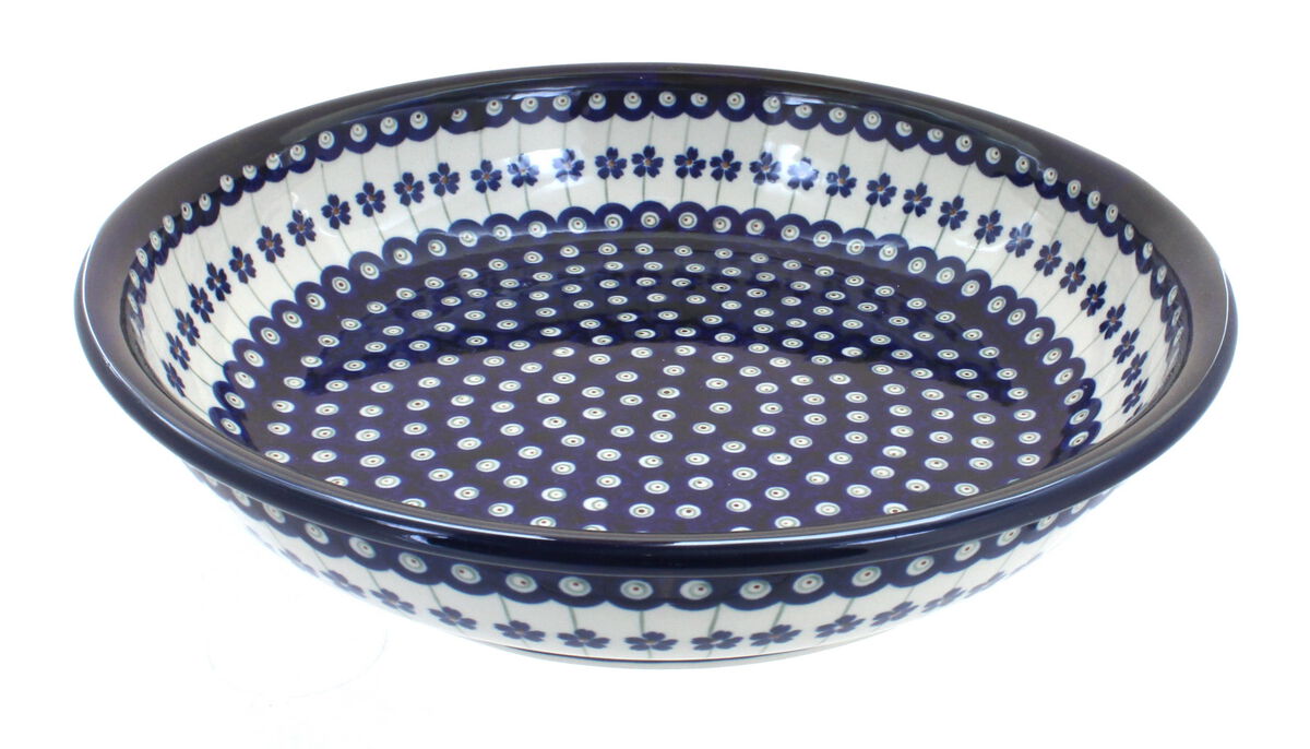 Blue Rose Polish Pottery Zoe Large Shallow Serving Bowl