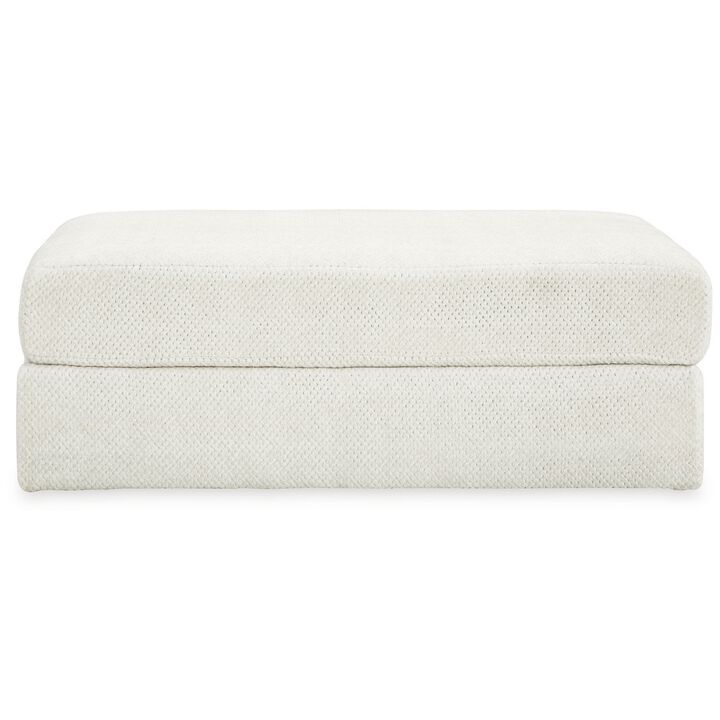 Henly 49 Inch Accent Ottoman, Oversized, Non Skid Legs, White Polyester - Benzara