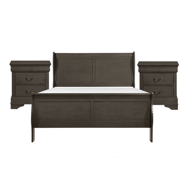 Bedroom Set, 3-Piece Set with Bed and Two Nightstands