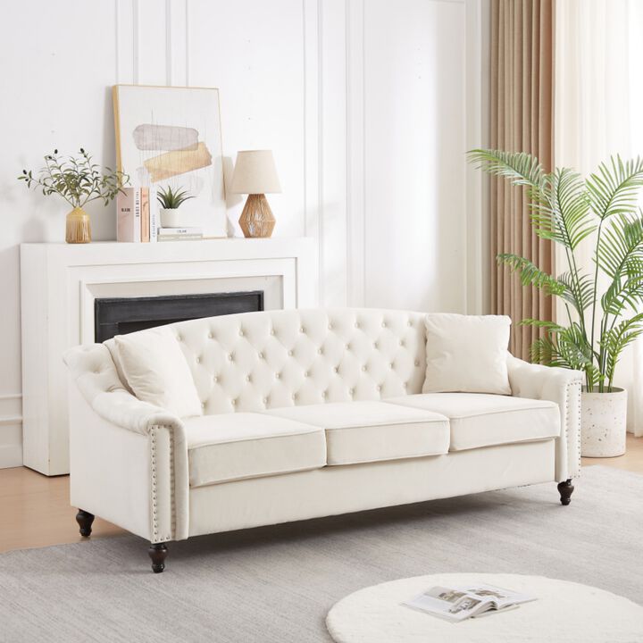 Snump 82" Velvet Chesterfield Sofa